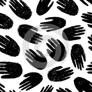 Human hand imprint vector seamless pattern