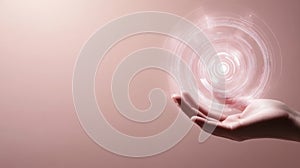 A human hand interacting with an AI digital button