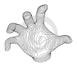Human Hand In Lines or Slices Reaching to Viewer