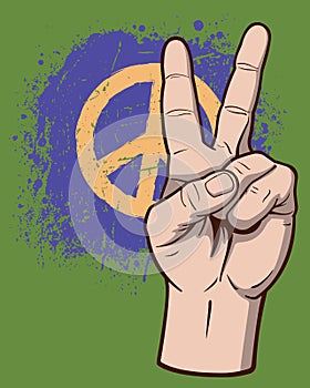 Human Hand Peace Sign Gesture Vector Graphic Illustration