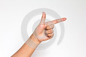 Human hand point with finger