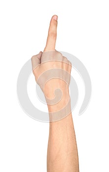 Human hand pointing or touching screen