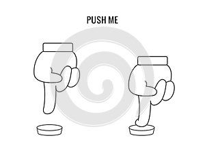 Human hand pressing button.