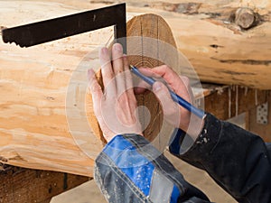 Human hand with a protractor