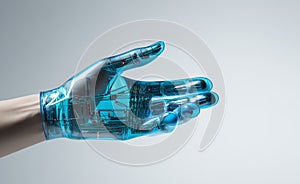 Human hand replaced by high-tech artificial hand with microcircuits and implants