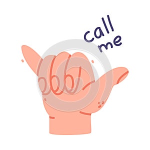 Human Hand Show Call Me Gesture Vector Illustration