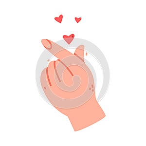 Human Hand Show Love Heart Gesture Vector Illustration