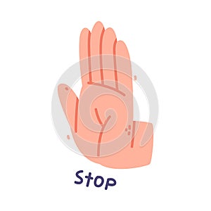 Human Hand Show Stop Palm Gesture Vector Illustration