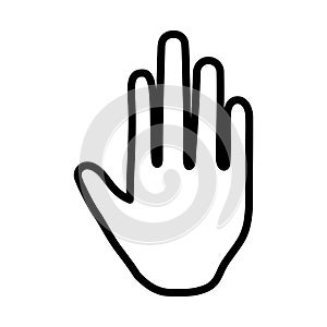 Human hand showing five fingers stop gesture icon