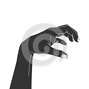 Human hand silhouette showing scary gesture. Monster claw hand. Creature scratching hand