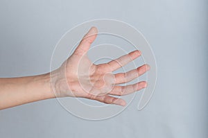 Human hand with splayed fingers