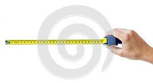 Human hand with tape-measure isolated