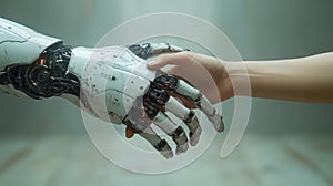 Human Hand Touching Robot Hand Generative AI