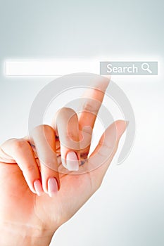 Human hand touching search button