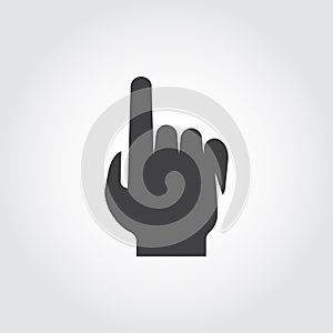 Human hand touchscreen concept icon in flat style. Black pictogram symbolizing cursor, pointer, clicking on links