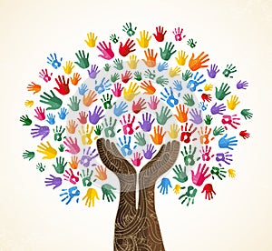 Human hand tree for culture diversity concept