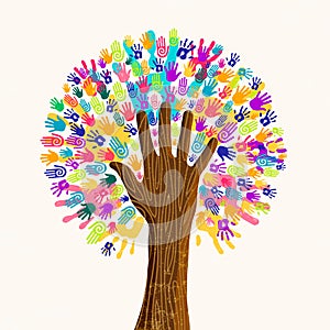 Human hand tree for culture diversity concept