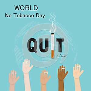 Human hands and cigarette.Quit Tobacco vector logo design template.May 31st World no tobacco day.No Smoking Day Awareness Idea