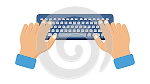 Human Hands on Computer Keyboard Icon, vector design Generative AI
