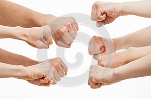 Human hands demonstrating a gesture of a strife photo