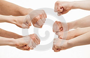Human hands demonstrating a gesture of a strife