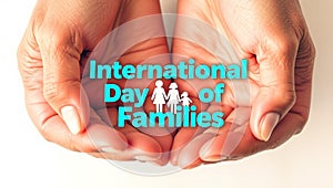 Human hands embrace paper family silhouette showing emotional and physical support for loved ones photo