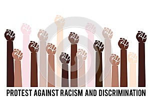 Human hands fight against racism, black lives matter, vector