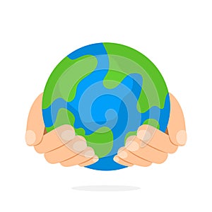 Human hands hold the planet Earth. The concept of conservation of nature, climate and resources