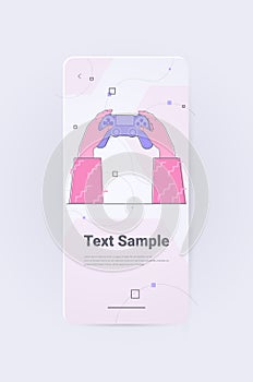 human hands holding wireless gamepad controller game e-sports leisure gaming industry concept