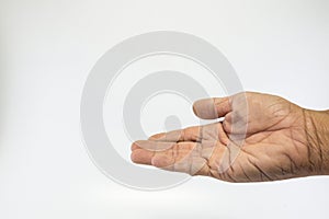 Human hands, old man, rough skin, and wrinkles