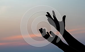 Human hands open palm up worship