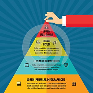 Human hands with pyramid - infographic business concept