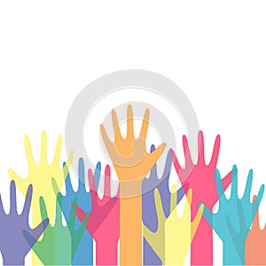 Human hands reaching up colorful vector illustration. photo
