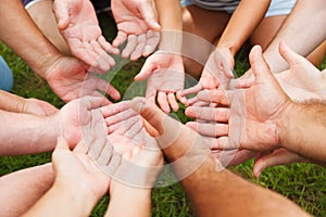 Human hands showing unity
