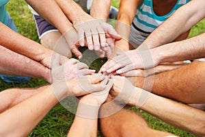 Human hands showing unity