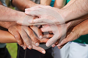 Human hands showing unity