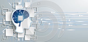 Human Head AI Processor Squares Circuit Header