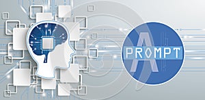 Human Head AI Processor Squares Circuit Prompt Header