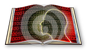 Human head with binary code on background - 3D render concept image - I`m the copyright owner of the images used in this 3D rende