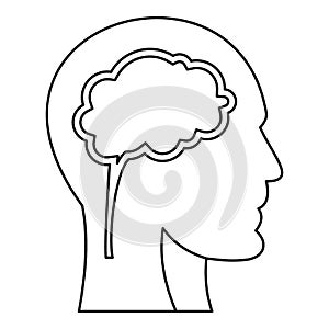 Human head with brain icon, outline style