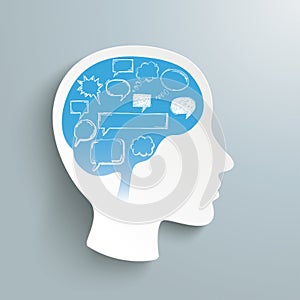 Human Head Brain Speech Bubbles Blue