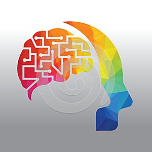 Human head and brain vector icon.