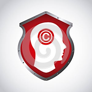 Human head and c icon. Copyright design. Vector graphic