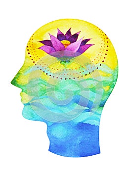 Human head, chakra power, inspiration abstract thinking thought, universe inside your mind