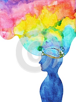 Human head, chakra power, inspiration abstract thought