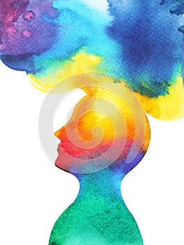 Human head, chakra power, inspiration abstract thought, world, universe inside your mind