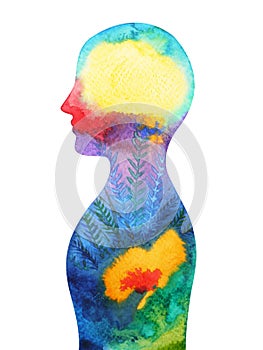 Human head, chakra power, inspiration abstract thought, world, universe inside your mind