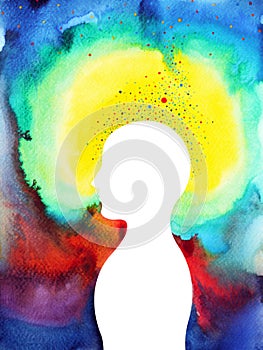 Human head, chakra power, inspiration abstract thought, world, universe inside your mind