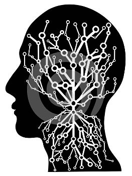 Human head with circuit tree