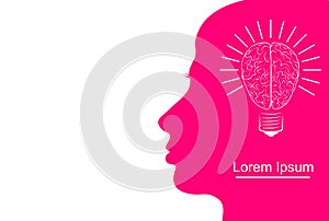 Human head with Creative bulb light idea abstract vector design template, Artificial intelligence and creative brain Concept